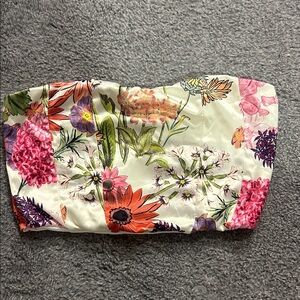 Floral Strapless Bustier Top